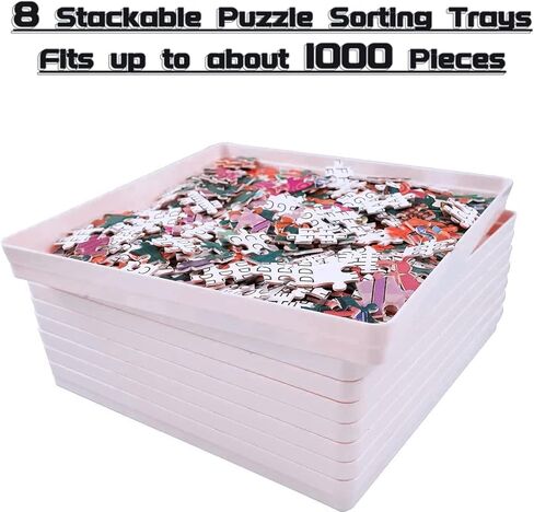 8 Puzzle Sorting Trays Fit Up to 2000 Pieces Puzzles Jigsaw Puzzle Trays, 8"X8" Puzzles Accessories Puzzle Stacking Traysgift for Puzzlers (Black) in Saudi Arabia