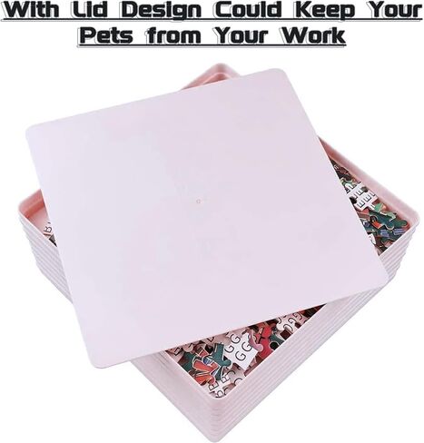 8 Puzzle Sorting Trays Fit Up to 2000 Pieces Puzzles Jigsaw Puzzle Trays, 8"X8" Puzzles Accessories Puzzle Stacking Traysgift for Puzzlers (Black) in Saudi Arabia