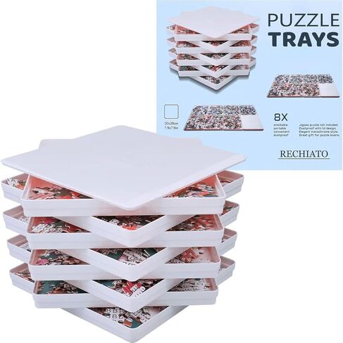 8 Puzzle Sorting Trays Fit Up to 2000 Pieces Puzzles Jigsaw Puzzle Trays, 8"X8" Puzzles Accessories Puzzle Stacking Traysgift for Puzzlers (Black) in Saudi Arabia