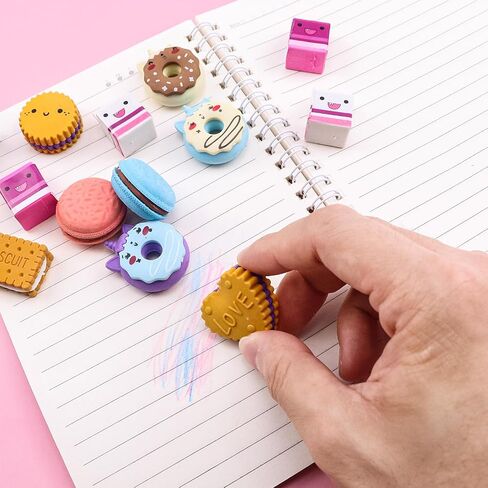 Cute Erasers for Kids, Pencil Mini Erasers Fun Cartoon Bulk Creative Erasers, Novelty Kawaii Donuts Food Cookie Rubber Back to School Supplies for Students Teachers Prize Gifts Party Favors 34 Pack in Saudi Arabia