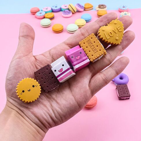 Cute Erasers for Kids, Pencil Mini Erasers Fun Cartoon Bulk Creative Erasers, Novelty Kawaii Donuts Food Cookie Rubber Back to School Supplies for Students Teachers Prize Gifts Party Favors 34 Pack in Saudi Arabia