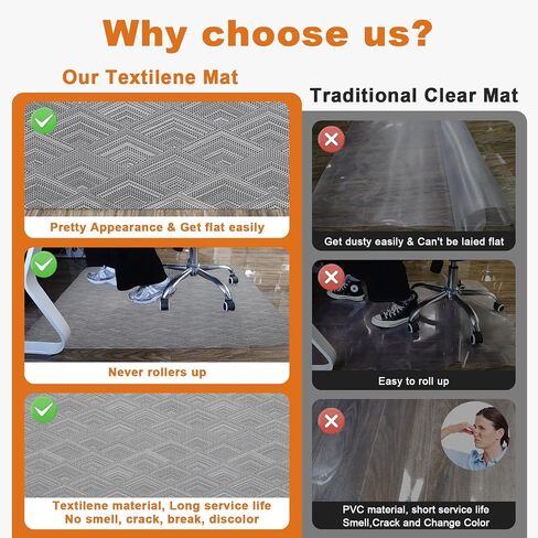 AiBOB Office Chair Mat for Hardwood Floor & Tile Floor, 53" x 45"Heavy Duty Computer&Desk Chair Mat for Rolling Chairs, Hard Floor Protector for Home Office in Saudi Arabia