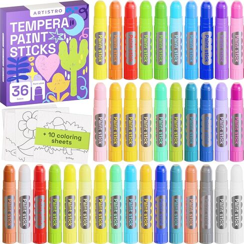 ARTISTRO 100% Washable Tempera Paint Sticks for Kids - 12 Non-toxic Paint Markers for Kids - Color Sticks with Twist Design in Saudi Arabia