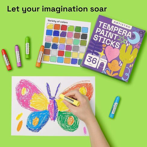 ARTISTRO 100% Washable Tempera Paint Sticks for Kids - 12 Non-toxic Paint Markers for Kids - Color Sticks with Twist Design in Saudi Arabia