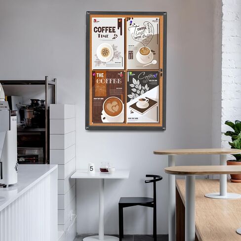 Outdoor Enclosed Bulletin Board, Weatherproof Cork Noticeboard with Clear Acrylic Locking Door, Wall-Mounted Black Aluminum Framed Display Case,36x24in (5xA4) in Kuwait