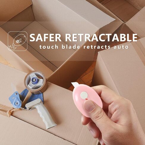 Sonuimy Mini Ceramic Box Cutter with Magnetic, Safety Retractable Cute Small Box Opener Ceramic Blade, Keychain Package Opener Tool for Car Office Work Cardboard -3pcs(Pink White Purple) in Kuwait