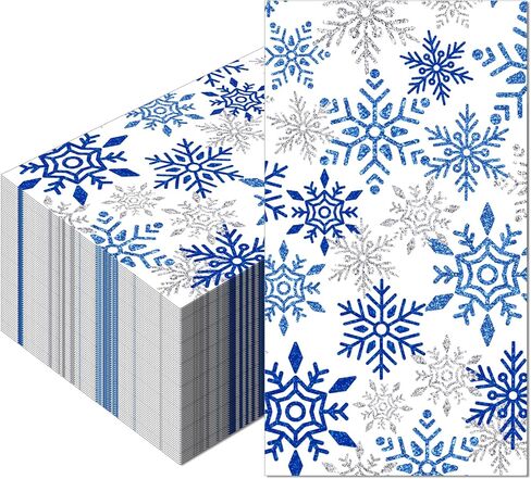 40PCS Christmas Snowflakes Paper Napkins Flowers Paper Napkins Disposable Christmas Snowflakes Guest Napkins Decorative Hand Napkin, Snowflakes Dinner Paper Napkins for Xmas Winter Holiday Table Decor in Saudi Arabia