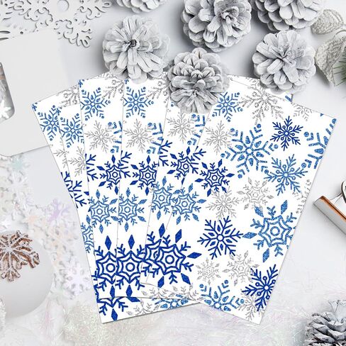 40PCS Christmas Snowflakes Paper Napkins Flowers Paper Napkins Disposable Christmas Snowflakes Guest Napkins Decorative Hand Napkin, Snowflakes Dinner Paper Napkins for Xmas Winter Holiday Table Decor in Saudi Arabia