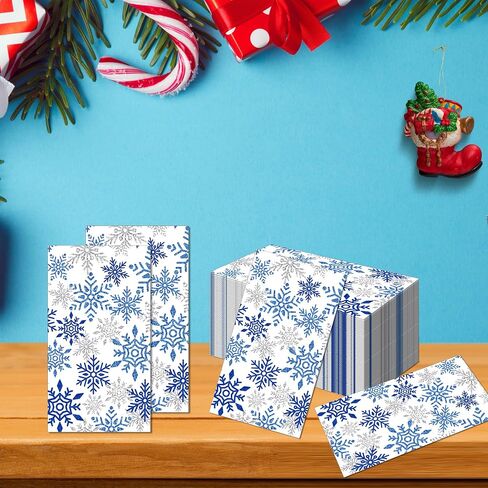 40PCS Christmas Snowflakes Paper Napkins Flowers Paper Napkins Disposable Christmas Snowflakes Guest Napkins Decorative Hand Napkin, Snowflakes Dinner Paper Napkins for Xmas Winter Holiday Table Decor in Saudi Arabia