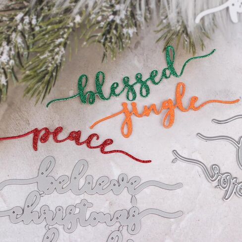 12 قطعة من كلمات عيد الميلاد مقطوعة لصنع البطاقات وكلمات العطلات قوالب القطع المعدنية لصنع الحرف اليدوية in Kuwait