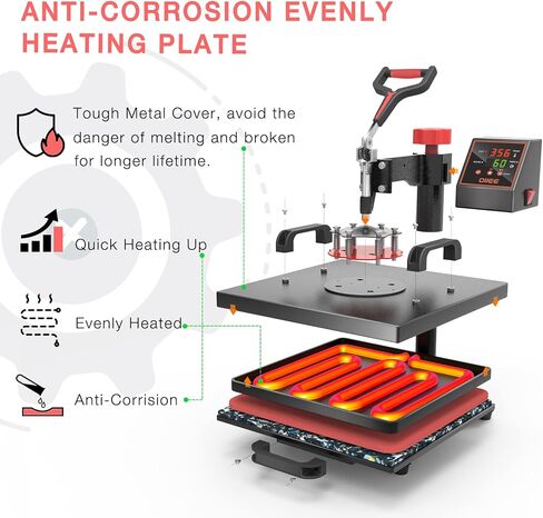 OIIEE Heat Press Machine 5 in 1 Combo Heat Press 12 x 15 Inch Heat Transfer Machine 360-Degree Swing Away Digital Shirt Printing Multifunction Heat Transfer Sublimation for T Shirts Mugs Hat Plate Cap in Saudi Arabia