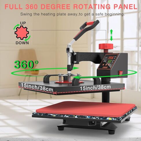 OIIEE Heat Press Machine 5 in 1 Combo Heat Press 12 x 15 Inch Heat Transfer Machine 360-Degree Swing Away Digital Shirt Printing Multifunction Heat Transfer Sublimation for T Shirts Mugs Hat Plate Cap in Saudi Arabia