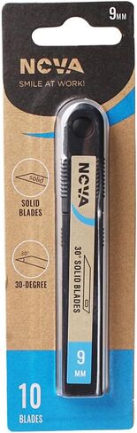 NOVA Slim Box Cutter Replacement Blade: 9mm Blade, 30 Degree Point Tip, Perfect for Paper, Boxes, Craft, Shrink Wrap, Foam, Plastic, Thin Metal, Utility (10 Pack) in Saudi Arabia