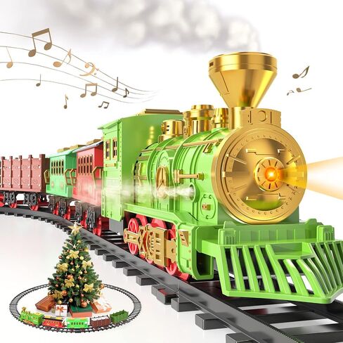 Locomoto Train Set - Upgraded 3 Way Smoke, Electric Train Toys w/Light and Sounds (Silent Mode), Railway Kits, Toddler Train Sets for Boys 2-4 w/Locomotive & Cars, Train Toy for Kids in Saudi Arabia