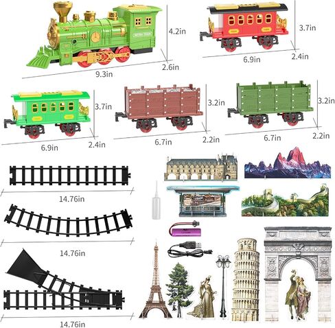 Locomoto Train Set - Upgraded 3 Way Smoke, Electric Train Toys w/Light and Sounds (Silent Mode), Railway Kits, Toddler Train Sets for Boys 2-4 w/Locomotive & Cars, Train Toy for Kids in Saudi Arabia
