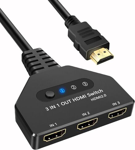 HDMI Switch 3 in 1 Out، 4K@30hz HDMI Splitter يدعم Full HD 1080P 3D متوافق مع Roku Fire TV Stick HDTV PS4/PS5 Xbox One Chromecast in Kuwait
