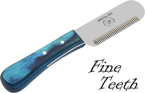 Stripping Knives Set of 6 in Stainless Steel, Wooden Handle, Non-Slip Tools for Grooming Dogs (Blue) in Kuwait