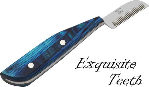 Stripping Knives Set of 6 in Stainless Steel, Wooden Handle, Non-Slip Tools for Grooming Dogs (Blue) in Kuwait