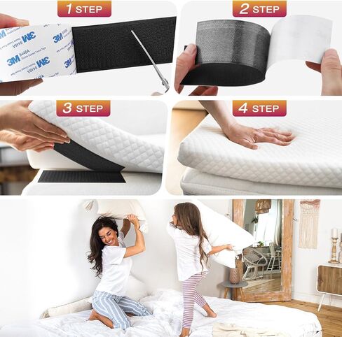 12Ft x 2 Inch Hook and Loop Tape, Heavy Duty Double-Sided Adhesive Strips, Strong Sticky Back Fastener Roll, Cuttable Interlocking Tape Fasteners for Home, Office, Car, School & DIY Crafts Black in Saudi Arabia