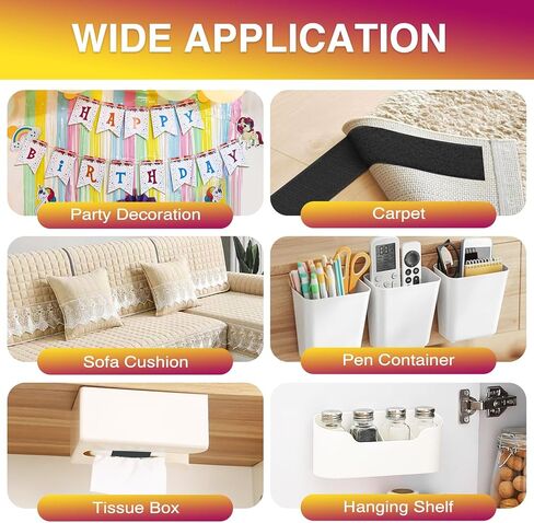 12Ft x 2 Inch Hook and Loop Tape, Heavy Duty Double-Sided Adhesive Strips, Strong Sticky Back Fastener Roll, Cuttable Interlocking Tape Fasteners for Home, Office, Car, School & DIY Crafts Black in Saudi Arabia
