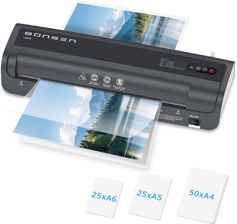 BONSEN A4 Laminator Machine, 9.33-Inch Thermal Laminator with Never Jam Technology, 100 Laminating Sheets, Laminates Photos Cards Documents, 4-in-1 Personal Laminators for Teachers Home Office School in Kuwait