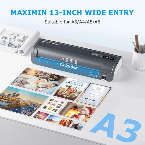 BONSEN A4 Laminator Machine, 9.33-Inch Thermal Laminator with Never Jam Technology, 100 Laminating Sheets, Laminates Photos Cards Documents, 4-in-1 Personal Laminators for Teachers Home Office School in Kuwait