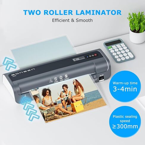 BONSEN A4 Laminator Machine, 9.33-Inch Thermal Laminator with Never Jam Technology, 100 Laminating Sheets, Laminates Photos Cards Documents, 4-in-1 Personal Laminators for Teachers Home Office School in Kuwait