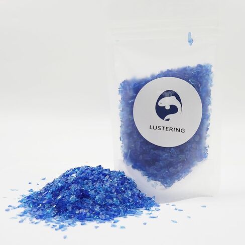 LUSTERING High Luster Crushed Glass Glitter, Broken Glass, Glass Chips for Crafts DIY Epoxy Resin Art, Nail Art, Jewelry Making,Geode Painting, 1-3mm,100g/3.53oz (Cobalt Blue) in Saudi Arabia