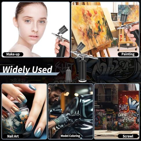 مجموعة بخاخة Ovaga 32PSI، ضاغط بخاخة لاسلكي قابل لإعادة الشحن، مسدس بخاخة محمول باليد، مجموعة بخاخة فرشاة هوائية لاسلكية محمولة للحلاق، وفن الأظافر، وتزيين الكيك، والمكياج in Kuwait