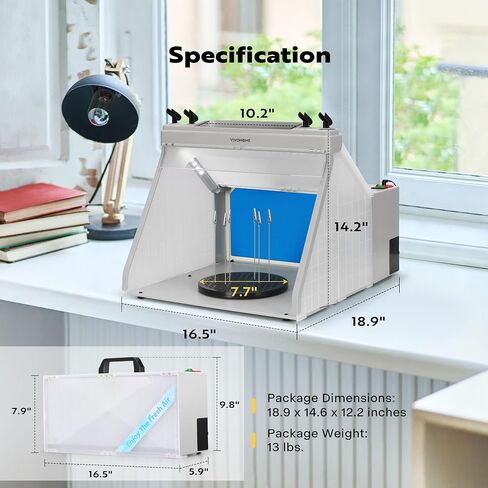 طقم كشك رش طلاء البخاخة المحمول من VIVOHOME مع 3 مصابيح LED، ورفوف طلاء وبندقية رش، وطاولة دوارة وكابينة بخاخة لخرطوم الفلتر لنموذج الرسم والحرف اليدوية in Kuwait