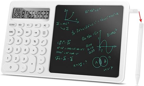 Calculator Notepad with 8 Inch LCD Writing Tablet,Desk Calculator with Writing Pen,Small Calculator with Time, Basic Calculator for Office School Kids in Saudi Arabia