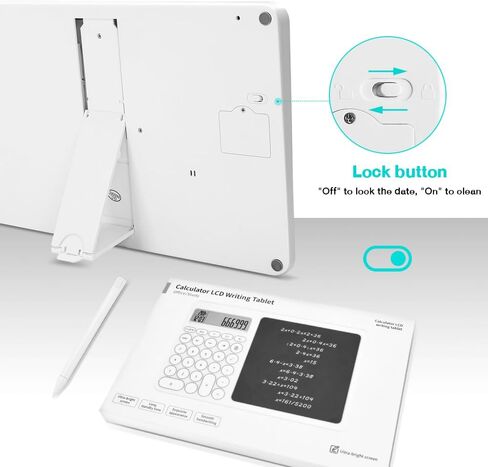 Calculator Notepad with 8 Inch LCD Writing Tablet,Desk Calculator with Writing Pen,Small Calculator with Time, Basic Calculator for Office School Kids in Saudi Arabia