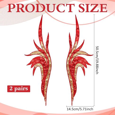 MAYJOYDIY 2 Pairs Red Sequin Flower Lace Fabric, 3D Floral Embroidery Appliques Embroidered Gown Patch Noble Sexy Collar Sew Patches for DIY Sewing Crafts Cheongsam Wedding Dress Clothing Decoration in Kuwait