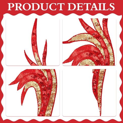 MAYJOYDIY 2 Pairs Red Sequin Flower Lace Fabric, 3D Floral Embroidery Appliques Embroidered Gown Patch Noble Sexy Collar Sew Patches for DIY Sewing Crafts Cheongsam Wedding Dress Clothing Decoration in Kuwait