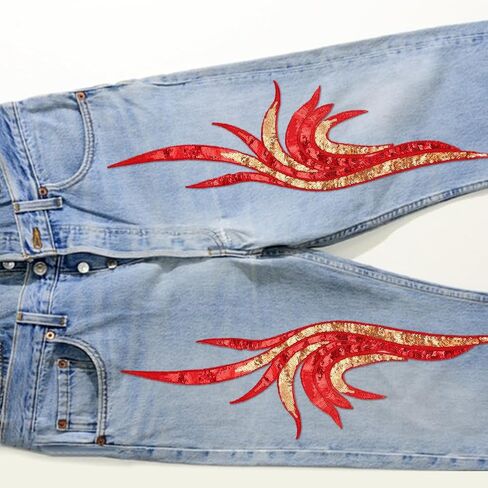 MAYJOYDIY 2 Pairs Red Sequin Flower Lace Fabric, 3D Floral Embroidery Appliques Embroidered Gown Patch Noble Sexy Collar Sew Patches for DIY Sewing Crafts Cheongsam Wedding Dress Clothing Decoration in Kuwait