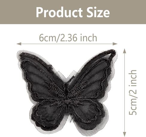 pson 20PCS White Butterfly Lace Trim, Double Layers Organza Butterfly Fabric Embroidery, Butterfly Sewing Craft Decorative for DIY, Hair, Dress, Hat in Kuwait