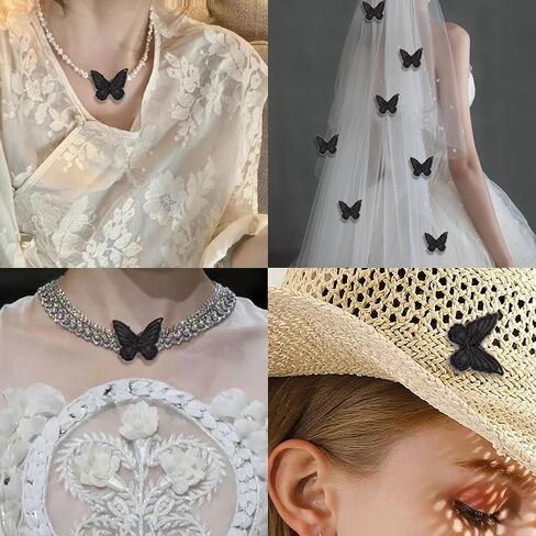 pson 20PCS White Butterfly Lace Trim, Double Layers Organza Butterfly Fabric Embroidery, Butterfly Sewing Craft Decorative for DIY, Hair, Dress, Hat in Kuwait