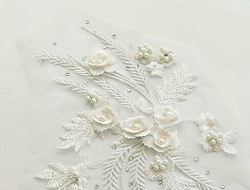 الدانتيل النسيج 3D زهرة بقع شرابة الخرز حجر الراين المطرزة ثوب الزفاف يزين خياطة التصحيح لفستان DIY ديكور 2 قطعة (الأرجواني) in Kuwait