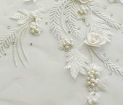 الدانتيل النسيج 3D زهرة بقع شرابة الخرز حجر الراين المطرزة ثوب الزفاف يزين خياطة التصحيح لفستان DIY ديكور 2 قطعة (الأرجواني) in Kuwait