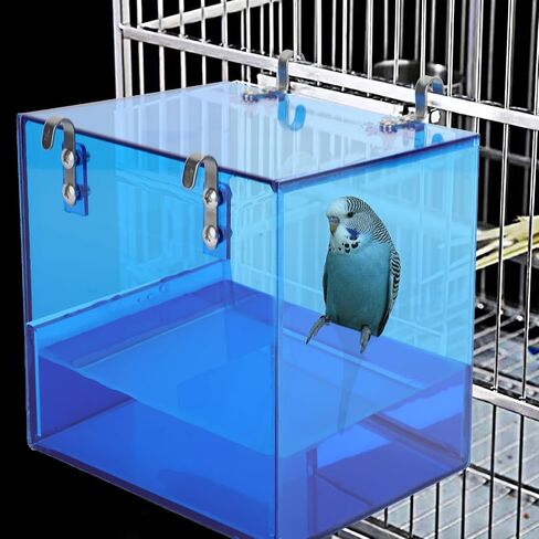 Bird Bathtub for Birdcage No Water Leakage Upgraded Acrylic Transparent Bird Bathtub with 4 Hooks Birdcage Accessories for Small Birds Parrots Lovebirds Canaries (5.1x5.1x4.3inch) in Saudi Arabia
