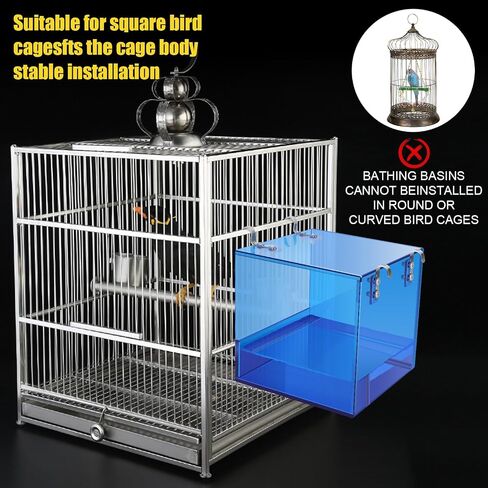 Bird Bathtub for Birdcage No Water Leakage Upgraded Acrylic Transparent Bird Bathtub with 4 Hooks Birdcage Accessories for Small Birds Parrots Lovebirds Canaries (5.1x5.1x4.3inch) in Saudi Arabia