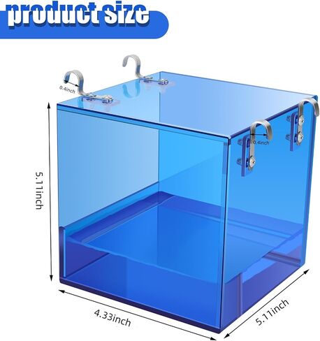Bird Bathtub for Birdcage No Water Leakage Upgraded Acrylic Transparent Bird Bathtub with 4 Hooks Birdcage Accessories for Small Birds Parrots Lovebirds Canaries (5.1x5.1x4.3inch) in Saudi Arabia