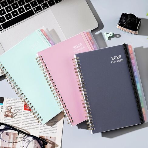 2025 Planner - 2025 Planner Daily Weekly Monthly, Jan 2025 to Dec 2025, 6.4'' x 8.5'', Calendar 2025 Planner with Transparent PP Cover, Green Ink Pages, Colorful Monthly Tabs, Back Pocket in Kuwait