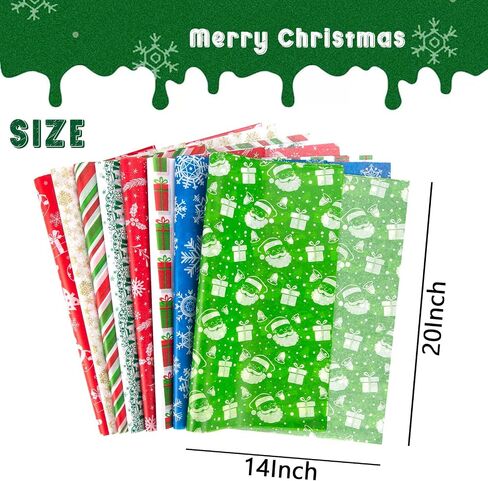 MCPINKY 64 Sheets Christmas Tissue Paper, Tissue Paper for Gift Bags 14 x 20 Inch Printed Tissue Paper Tissue Paper for Gift Wrapping Boxes Bags in Saudi Arabia