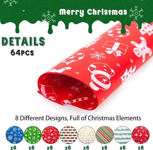 MCPINKY 64 Sheets Christmas Tissue Paper, Tissue Paper for Gift Bags 14 x 20 Inch Printed Tissue Paper Tissue Paper for Gift Wrapping Boxes Bags in Saudi Arabia
