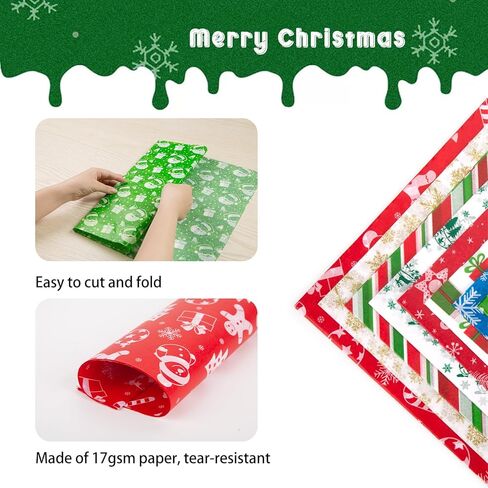MCPINKY 64 Sheets Christmas Tissue Paper, Tissue Paper for Gift Bags 14 x 20 Inch Printed Tissue Paper Tissue Paper for Gift Wrapping Boxes Bags in Saudi Arabia