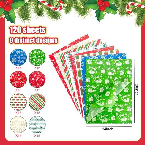MCPINKY 64 Sheets Christmas Tissue Paper, Tissue Paper for Gift Bags 14 x 20 Inch Printed Tissue Paper Tissue Paper for Gift Wrapping Boxes Bags in Saudi Arabia