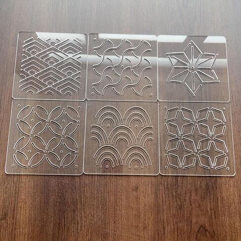 Acrylic Sashiko Stencil, Embroidery Pattern Template, Quilting Stencil Tool, 12 x 12cm (Set of 6) in Saudi Arabia