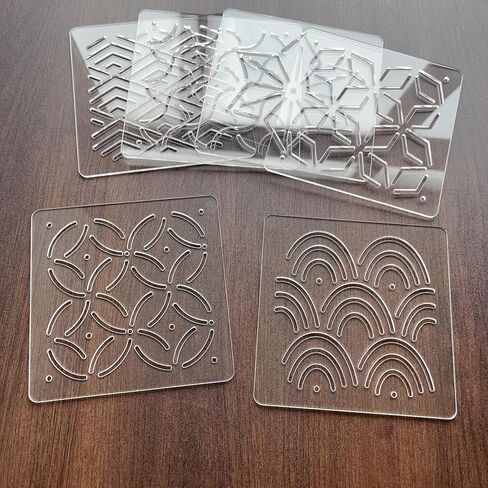 Acrylic Sashiko Stencil, Embroidery Pattern Template, Quilting Stencil Tool, 12 x 12cm (Set of 6) in Saudi Arabia