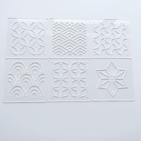 Acrylic Sashiko Stencil, Embroidery Pattern Template, Quilting Stencil Tool, 12 x 12cm (Set of 6) in Saudi Arabia